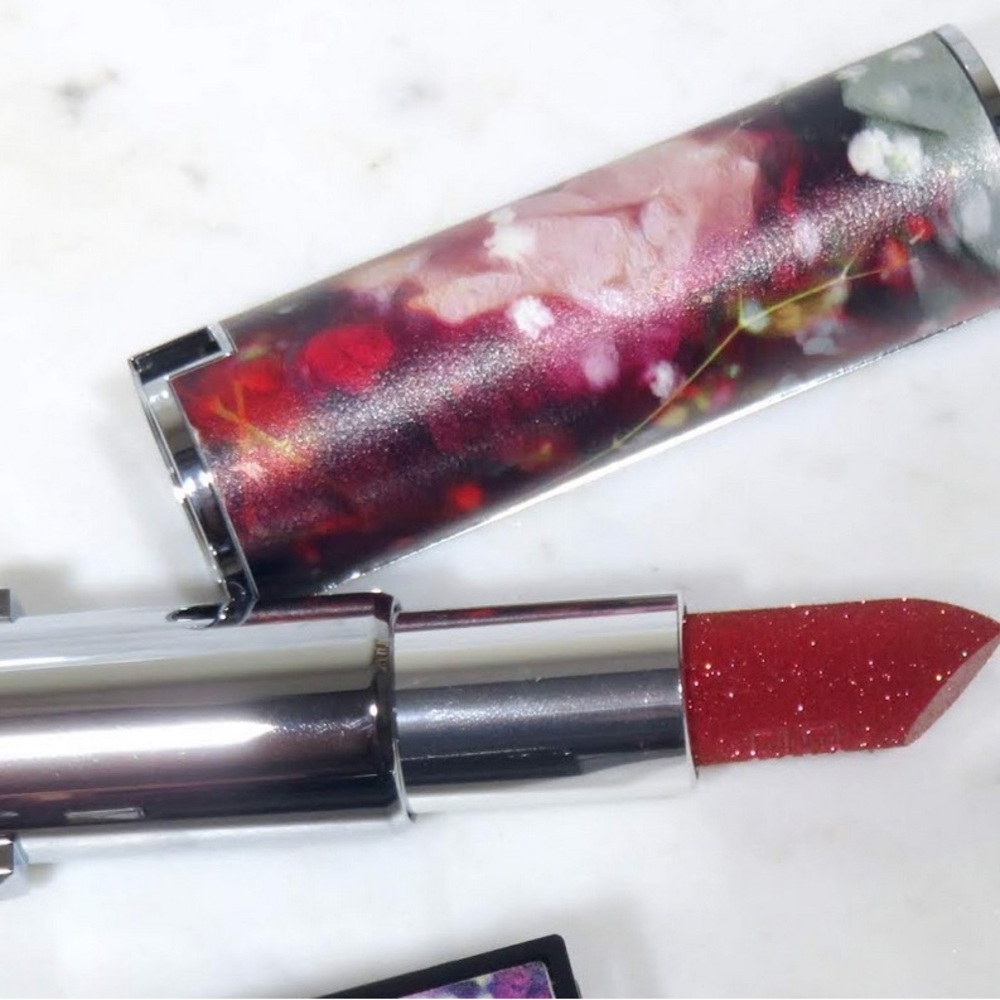 Givenchy Limited Edition Red Glitter Lipstick with Floral Packaging- NWOT